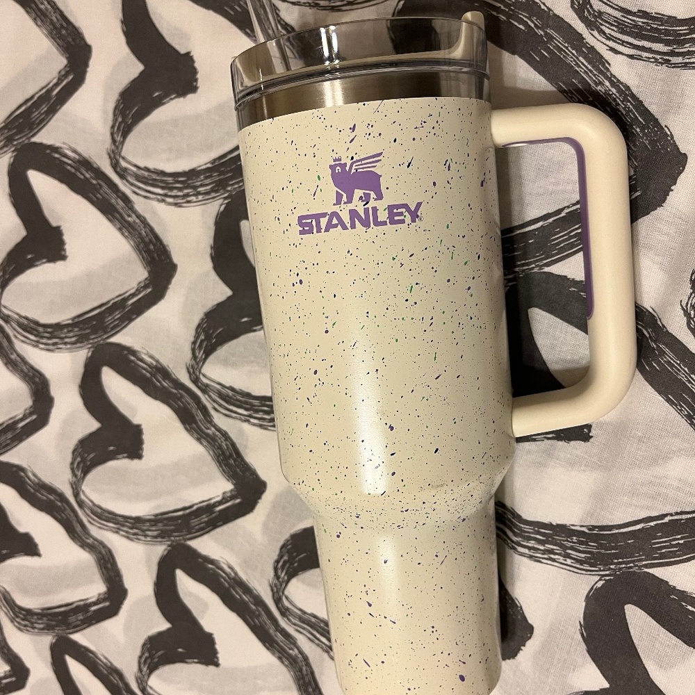 Stanley Cream and Purple Travel Mug